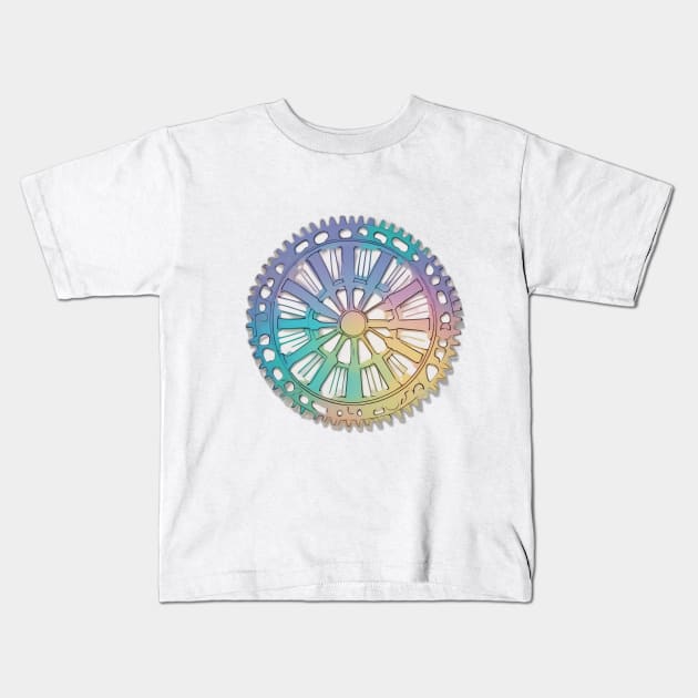 Rainbow Hued Mechanical Gear Wheel No. 482 Kids T-Shirt by cornelliusy